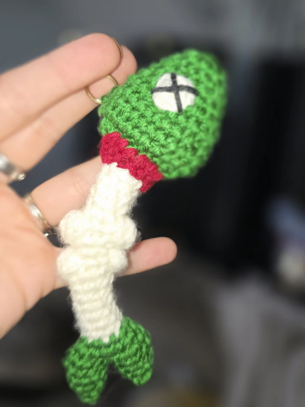 Crochet Fish Bone Keychain